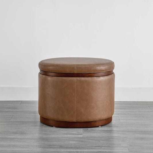 Oval Storage Ottoman in Mid Century Design