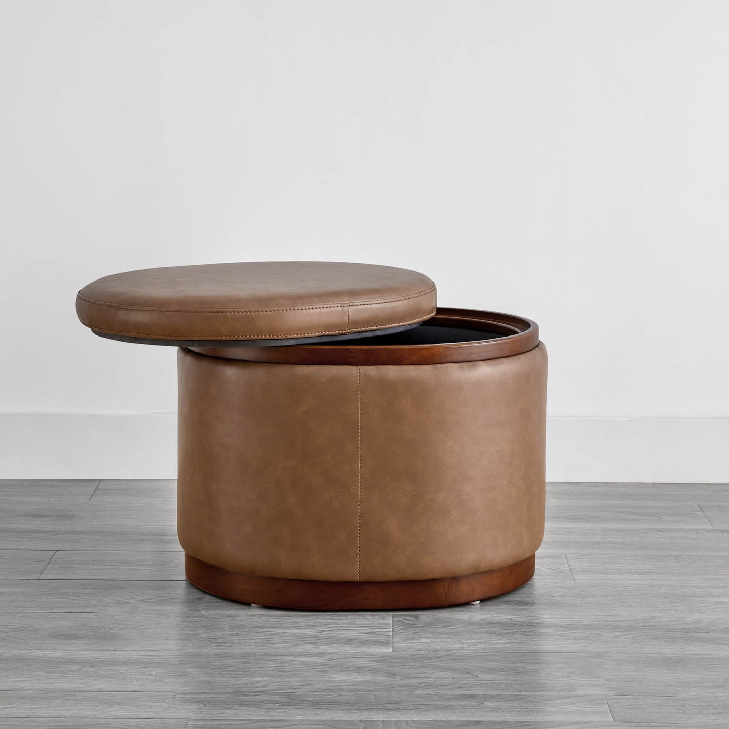 Oval Storage Ottoman in Mid Century Design