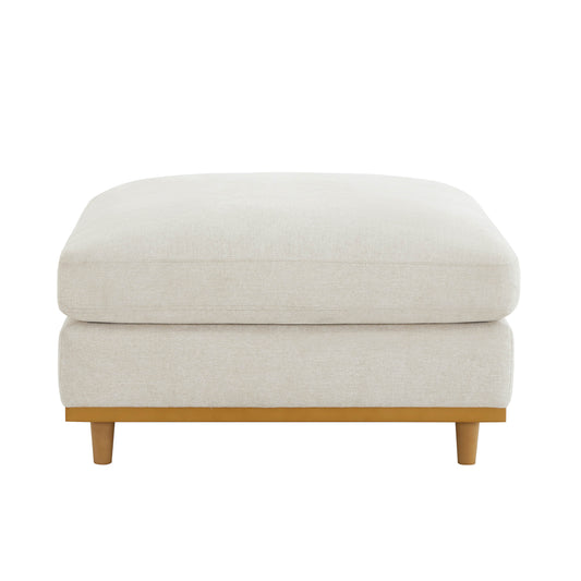 Overstuffed Feather Ottoman with Rounded Edges