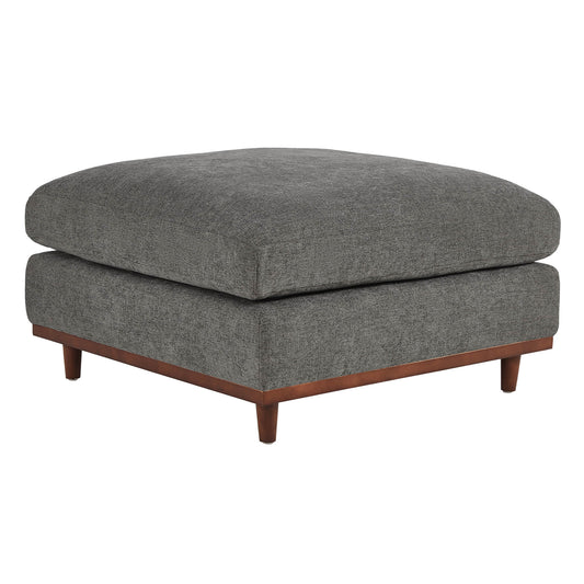 Overstuffed Feather Ottoman with Rounded Edges