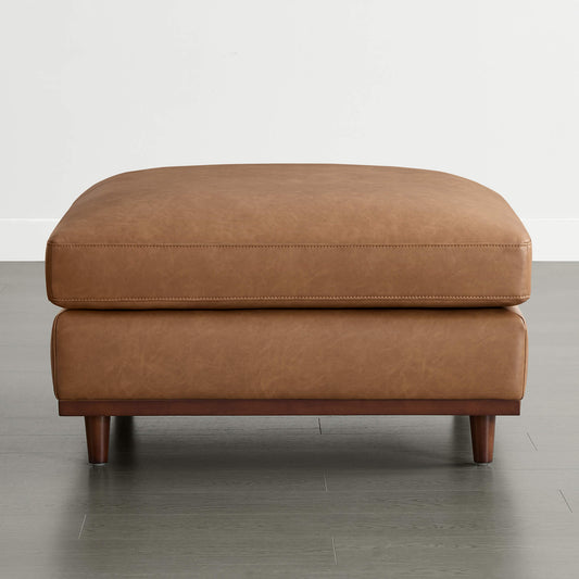 Overstuffed Feather Ottoman with Rounded Edges