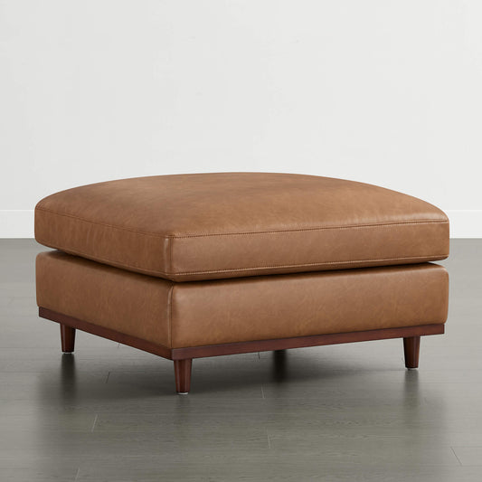 Overstuffed Feather Ottoman with Rounded Edges