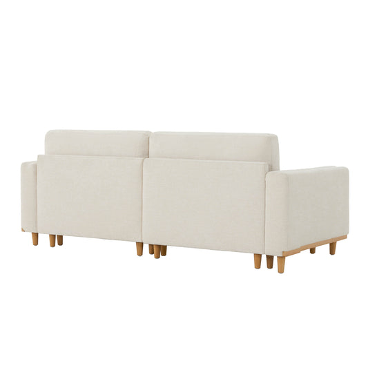 Overstuffed Feather Sectional Sofa with Wood Base
