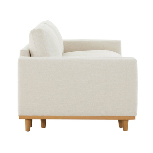 Overstuffed Feather Sectional Sofa with Wood Base