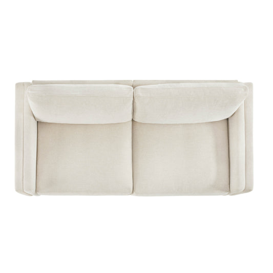 Overstuffed Feather Sectional Sofa with Wood Base