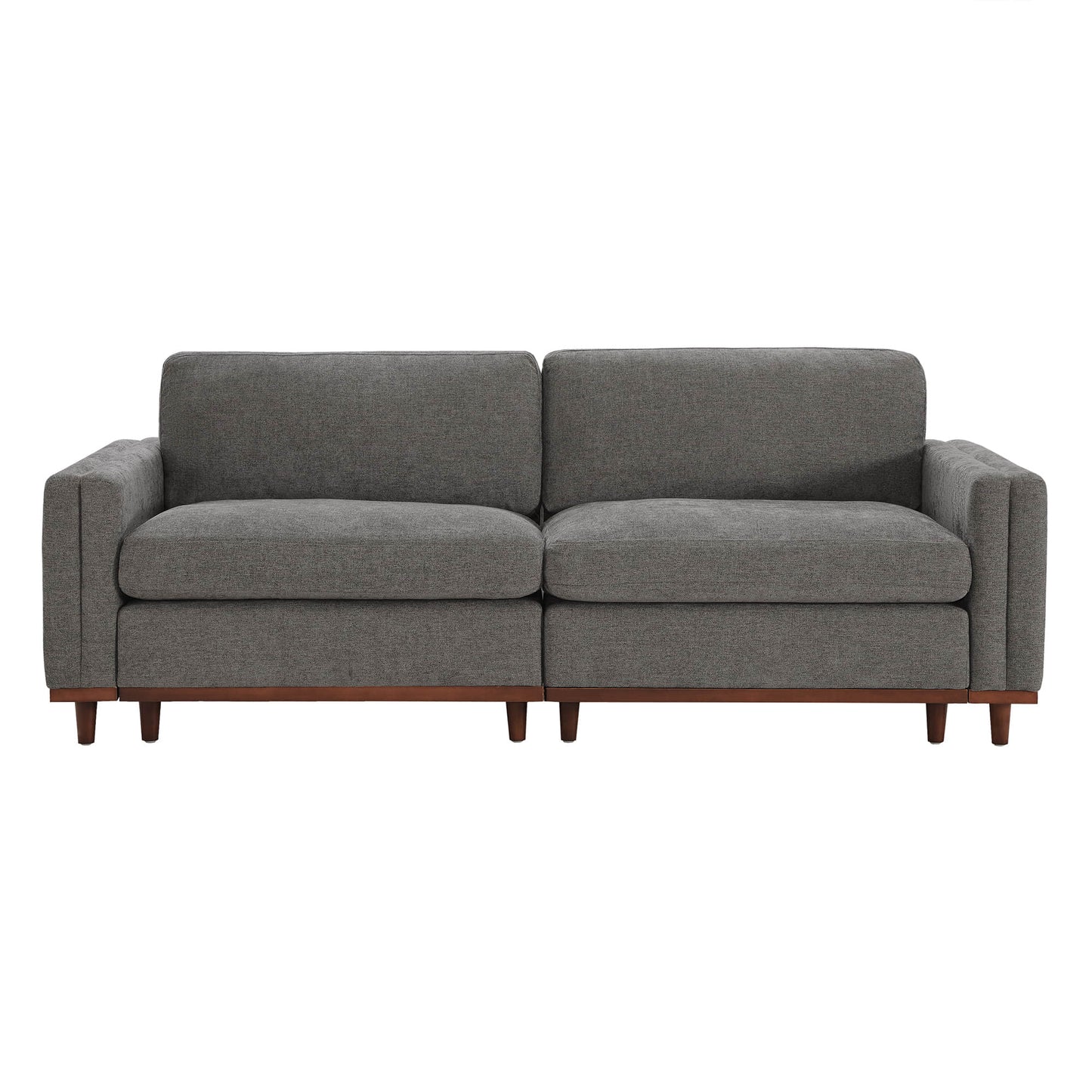 Overstuffed Feather Sectional Sofa with Wood Base
