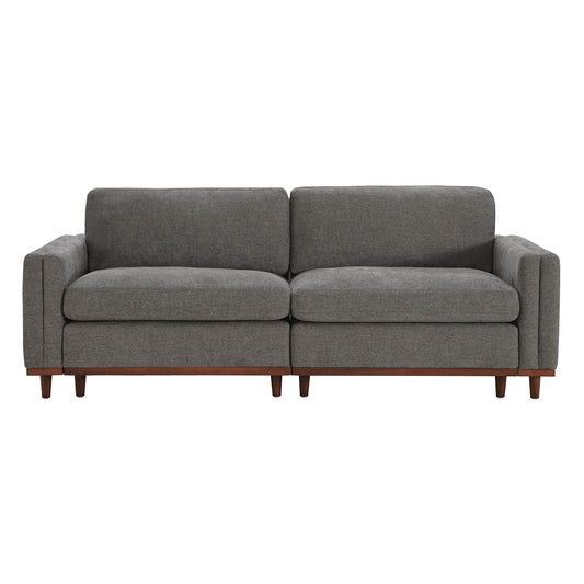 Overstuffed Feather Sectional Sofa with Wood Base