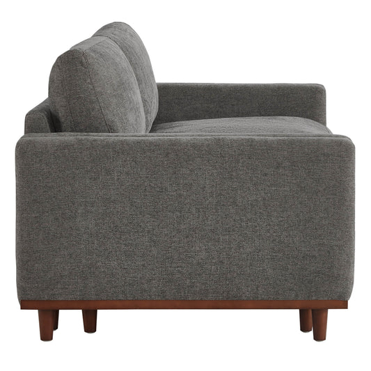 Overstuffed Feather Sectional Sofa with Wood Base