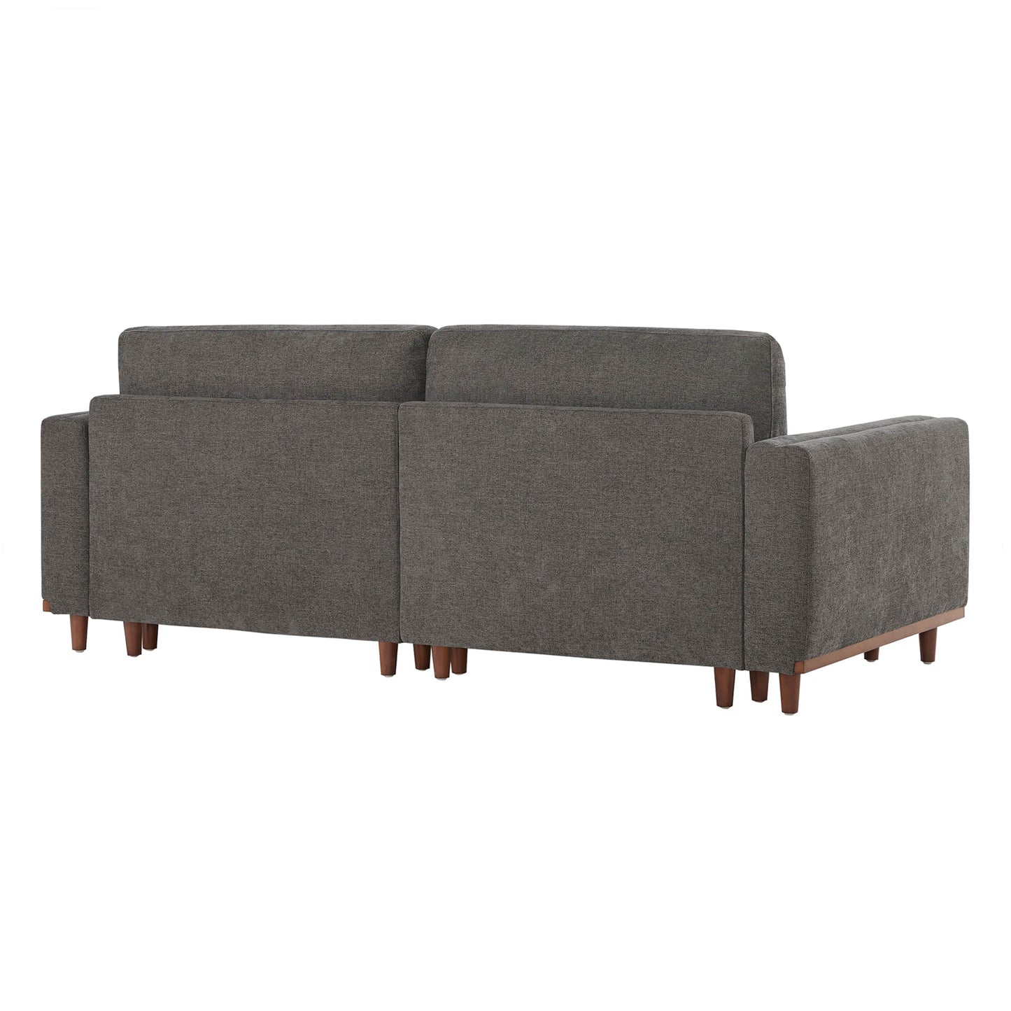 Overstuffed Feather Sectional Sofa with Wood Base