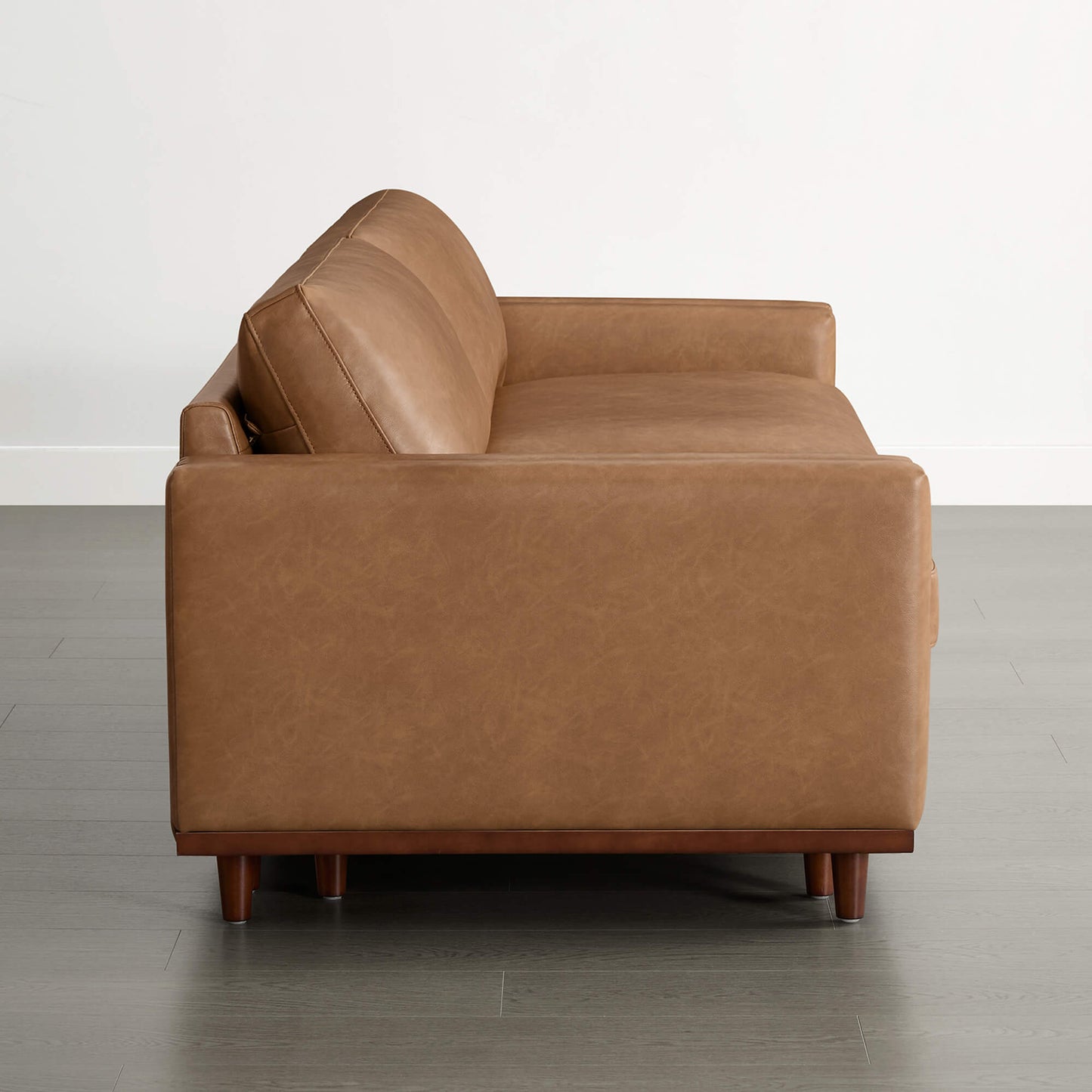 Overstuffed Feather Sectional Sofa with Wood Base