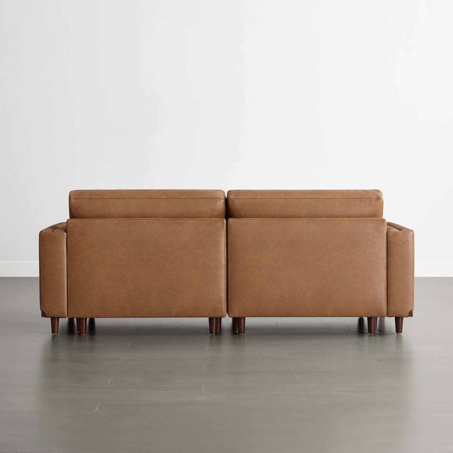 Overstuffed Feather Sectional Sofa with Wood Base