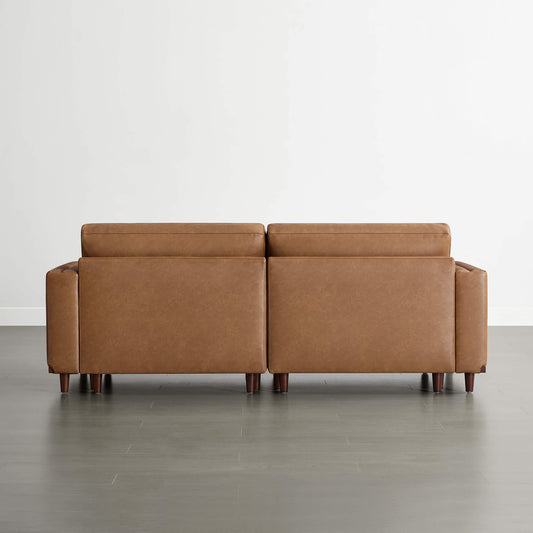 Overstuffed Feather Sectional Sofa with Wood Base