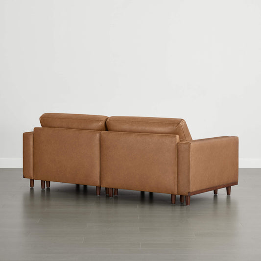 Overstuffed Feather Sectional Sofa with Wood Base