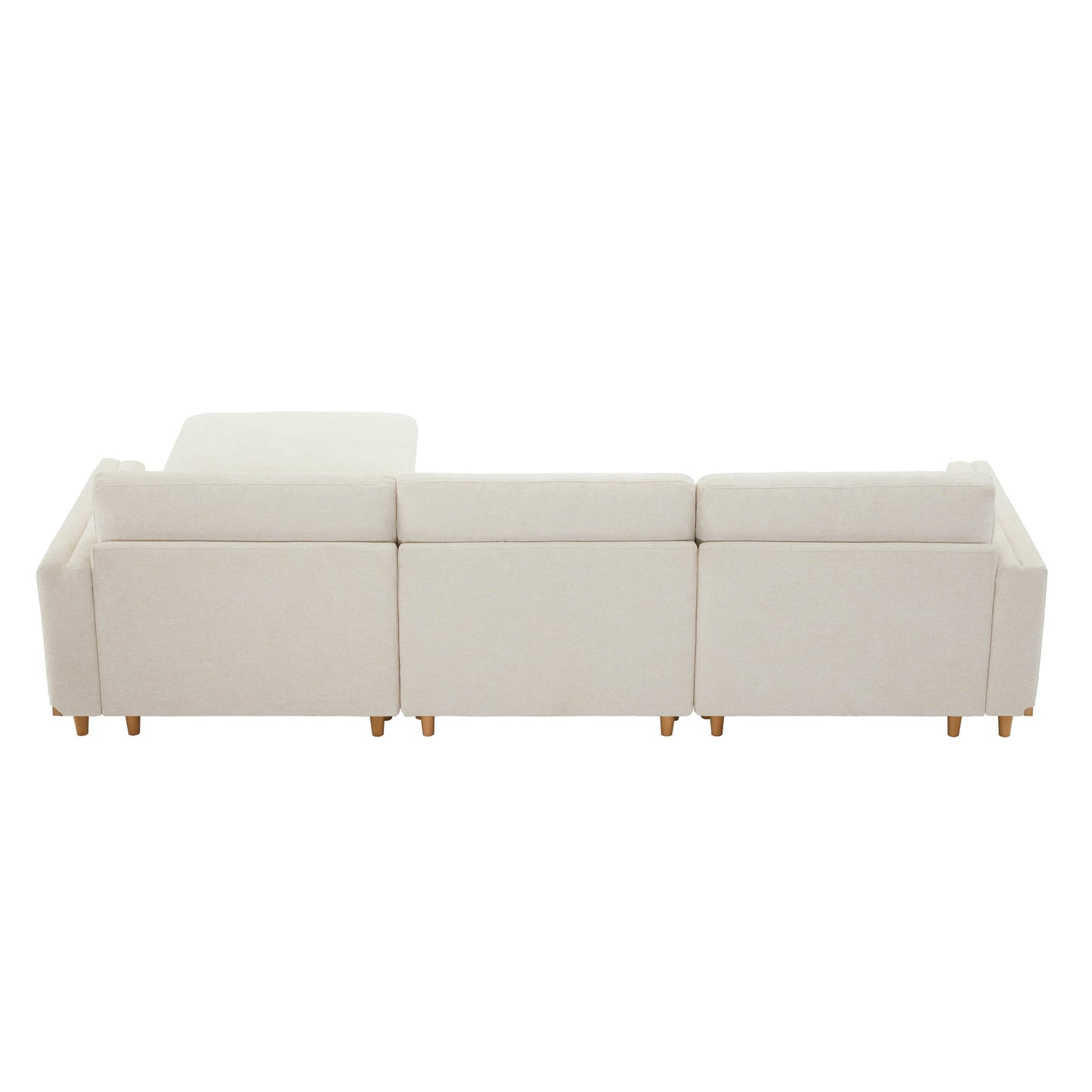 Overstuffed Feather Sectional Sofa with Wood Base, 4-Piece