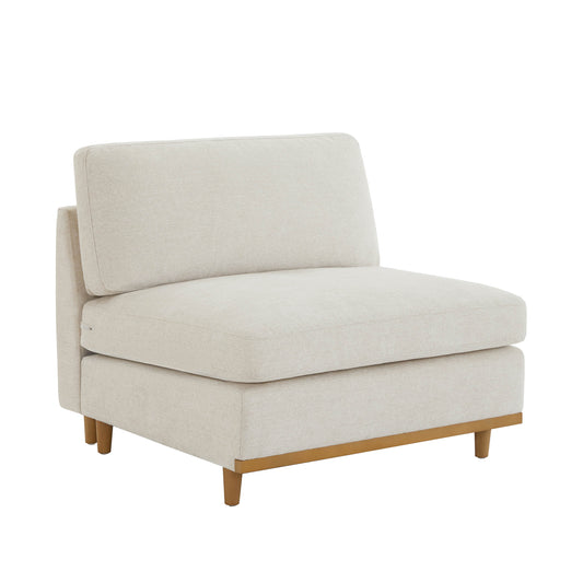 Overstuffed Feather Sectional Sofa with Wood Base, 4-Piece