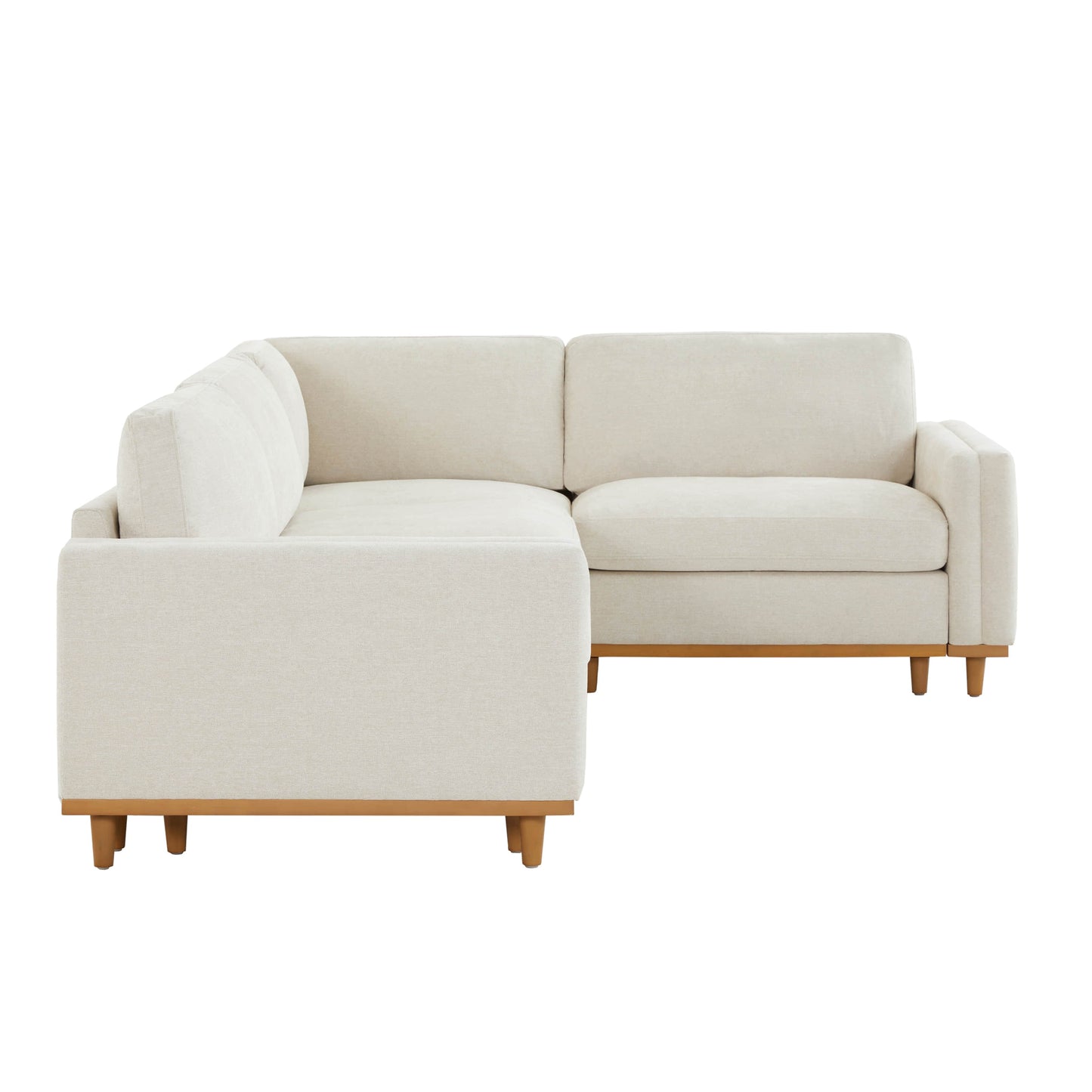 Overstuffed Feather Sectional Sofa with Wood Base, 4-Piece