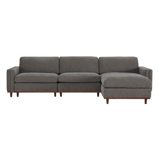 Overstuffed Feather Sectional Sofa with Wood Base, 4-Piece