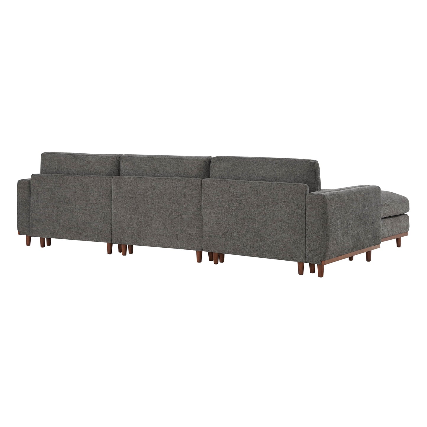 Overstuffed Feather Sectional Sofa with Wood Base, 4-Piece