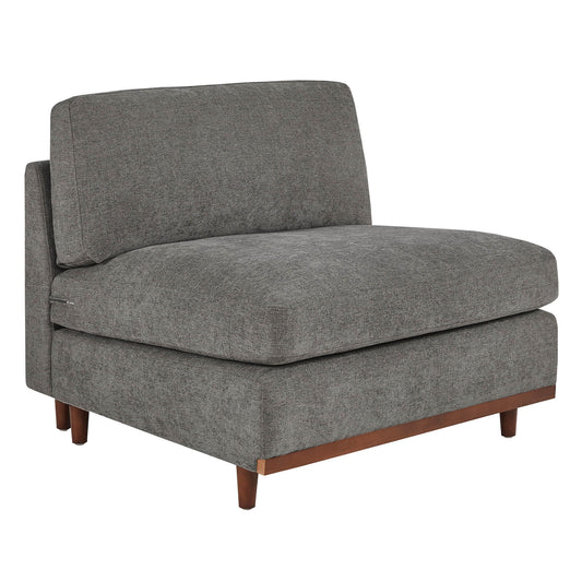 Overstuffed Feather Sectional Sofa with Wood Base, 4-Piece