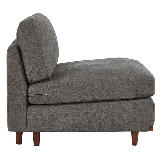 Overstuffed Feather Sectional Sofa with Wood Base, 4-Piece
