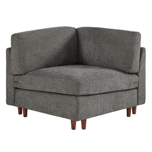 Overstuffed Feather Sectional Sofa with Wood Base, 4-Piece