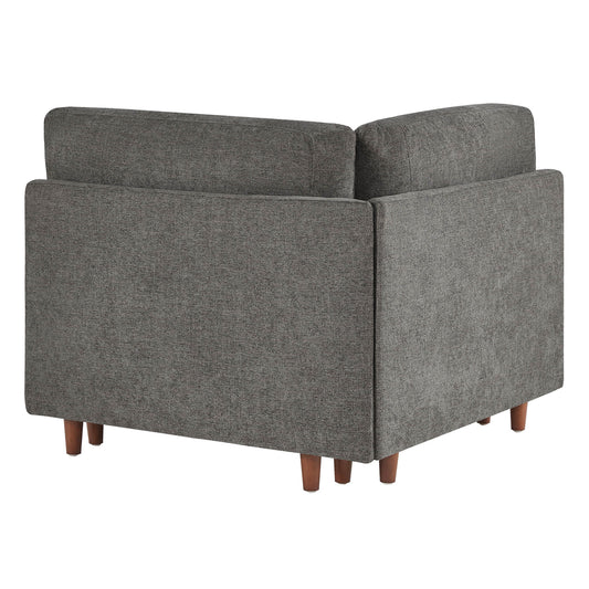 Overstuffed Feather Sectional Sofa with Wood Base, 4-Piece
