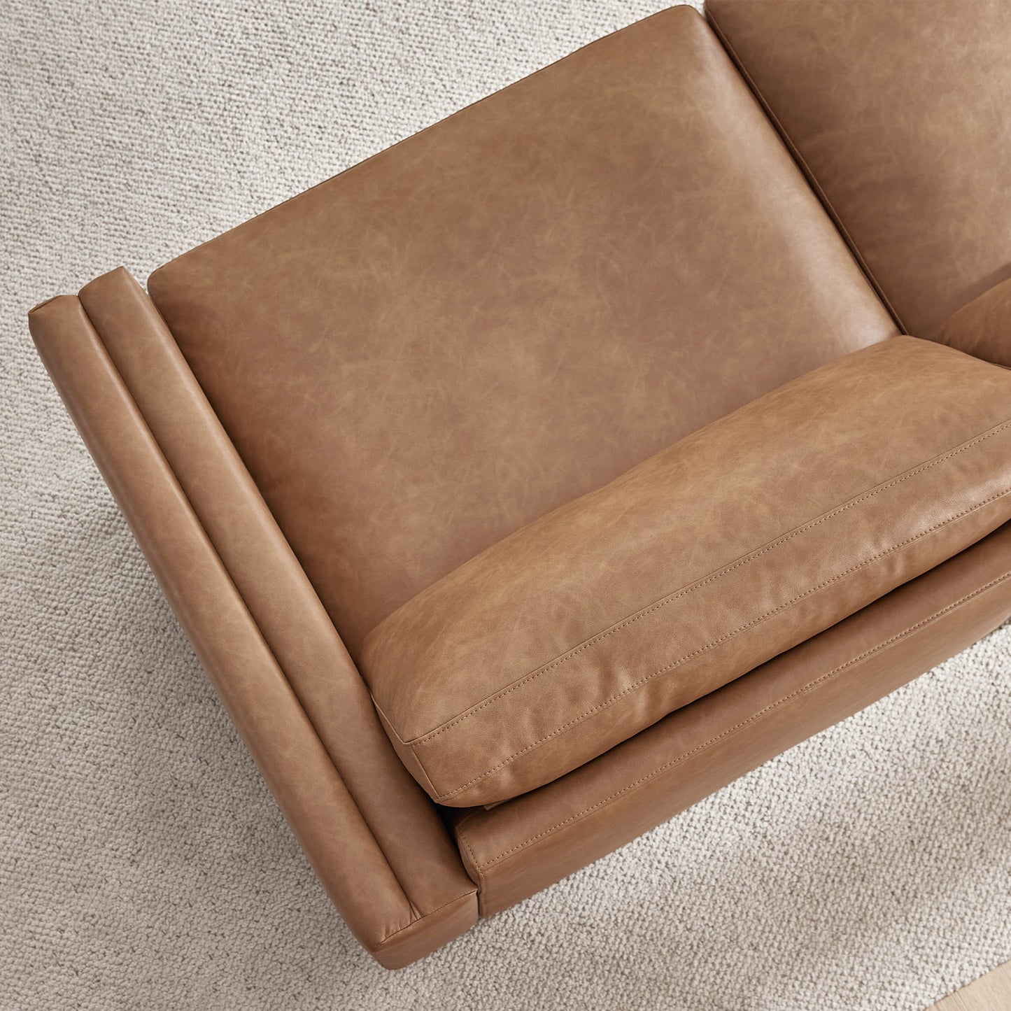 Overstuffed Feather Sectional Sofa with Wood Base, 4-Piece