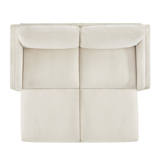 Overstuffed Feather Sectional Sofa with Wood Base, 4-Piece