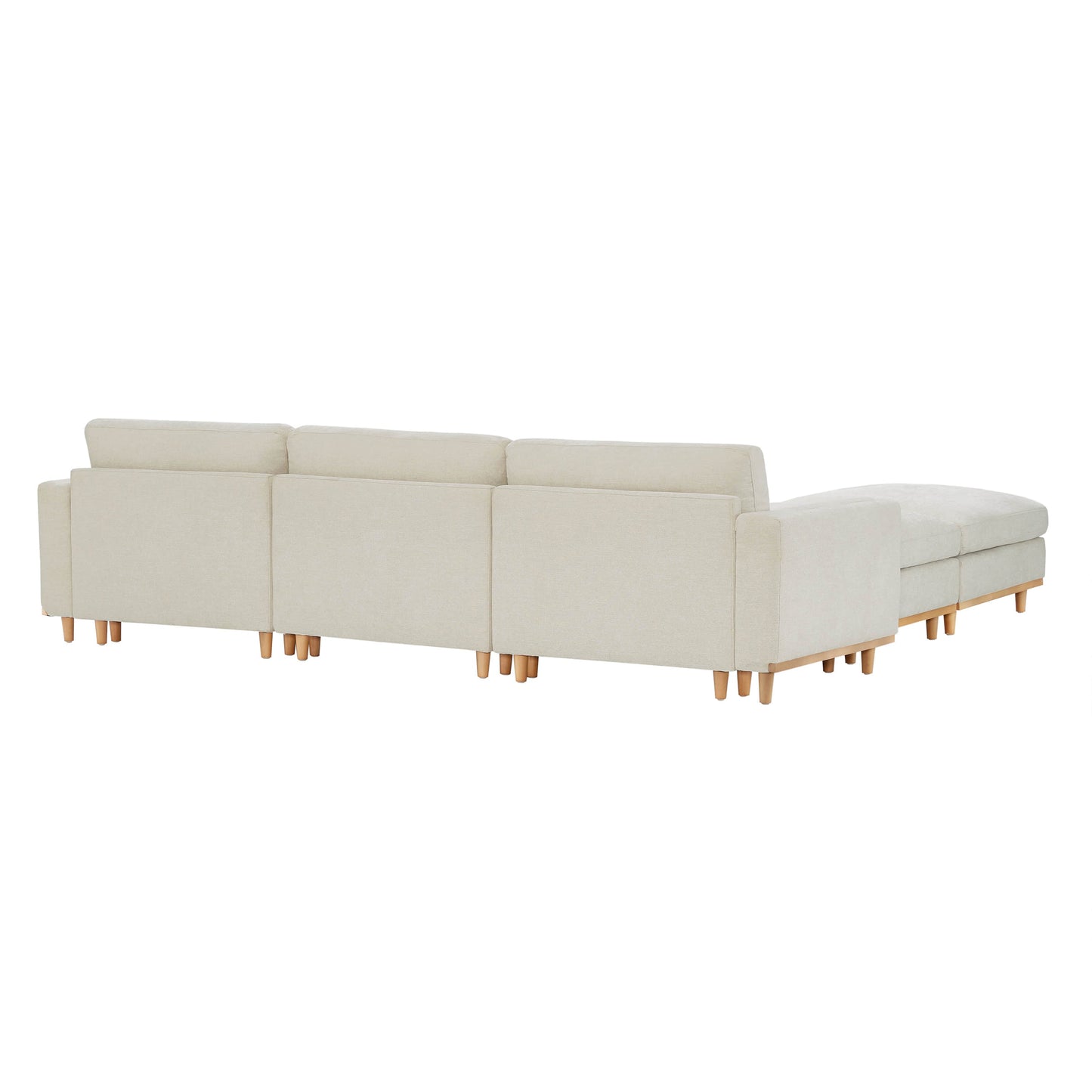 Overstuffed Sectional Sofa with Feather Fill and Wood Base