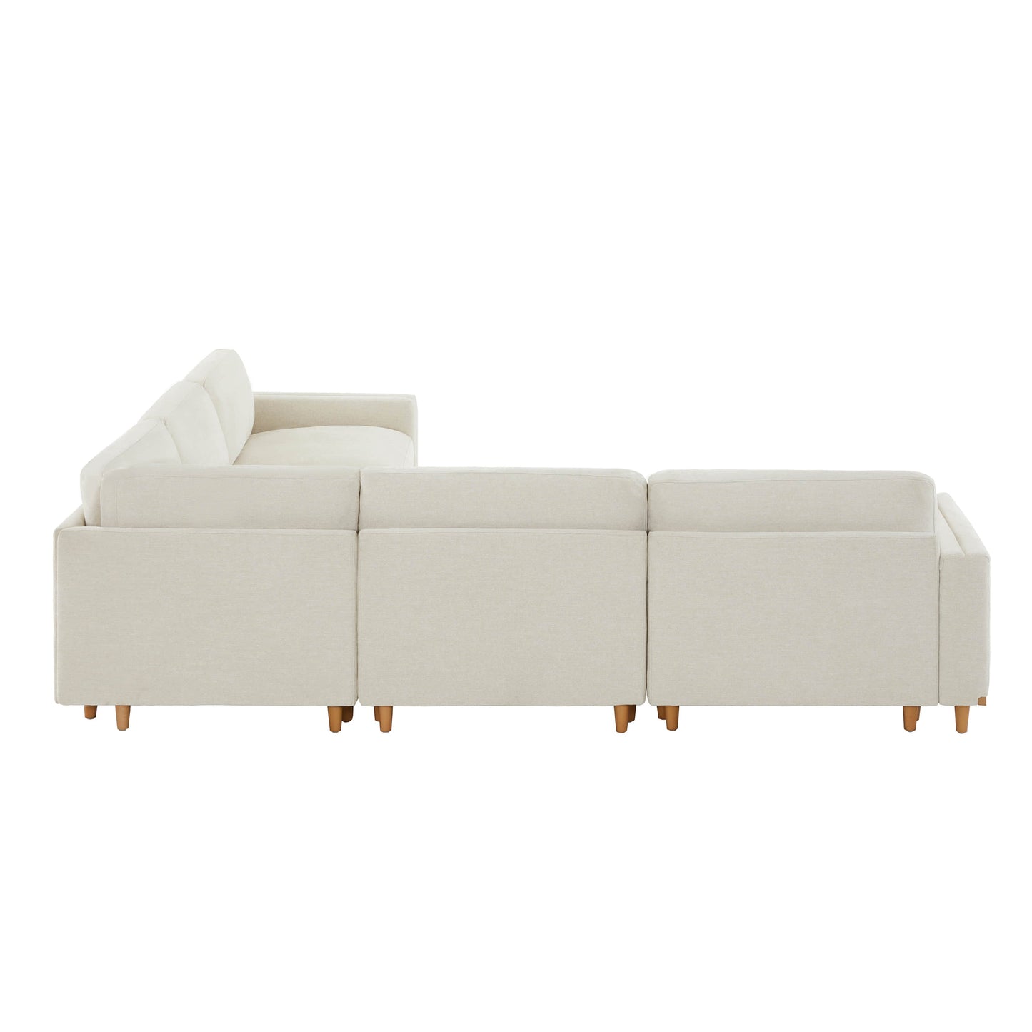 Overstuffed Sectional Sofa with Feather Fill and Wood Base