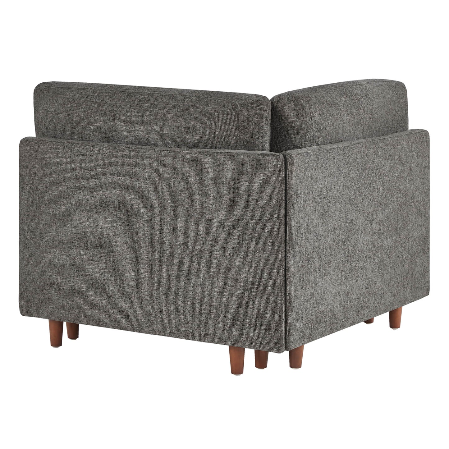 Overstuffed Sectional Sofa with Feather Fill and Wood Base