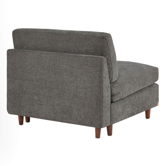 Overstuffed Sectional Sofa with Feather Fill and Wood Base