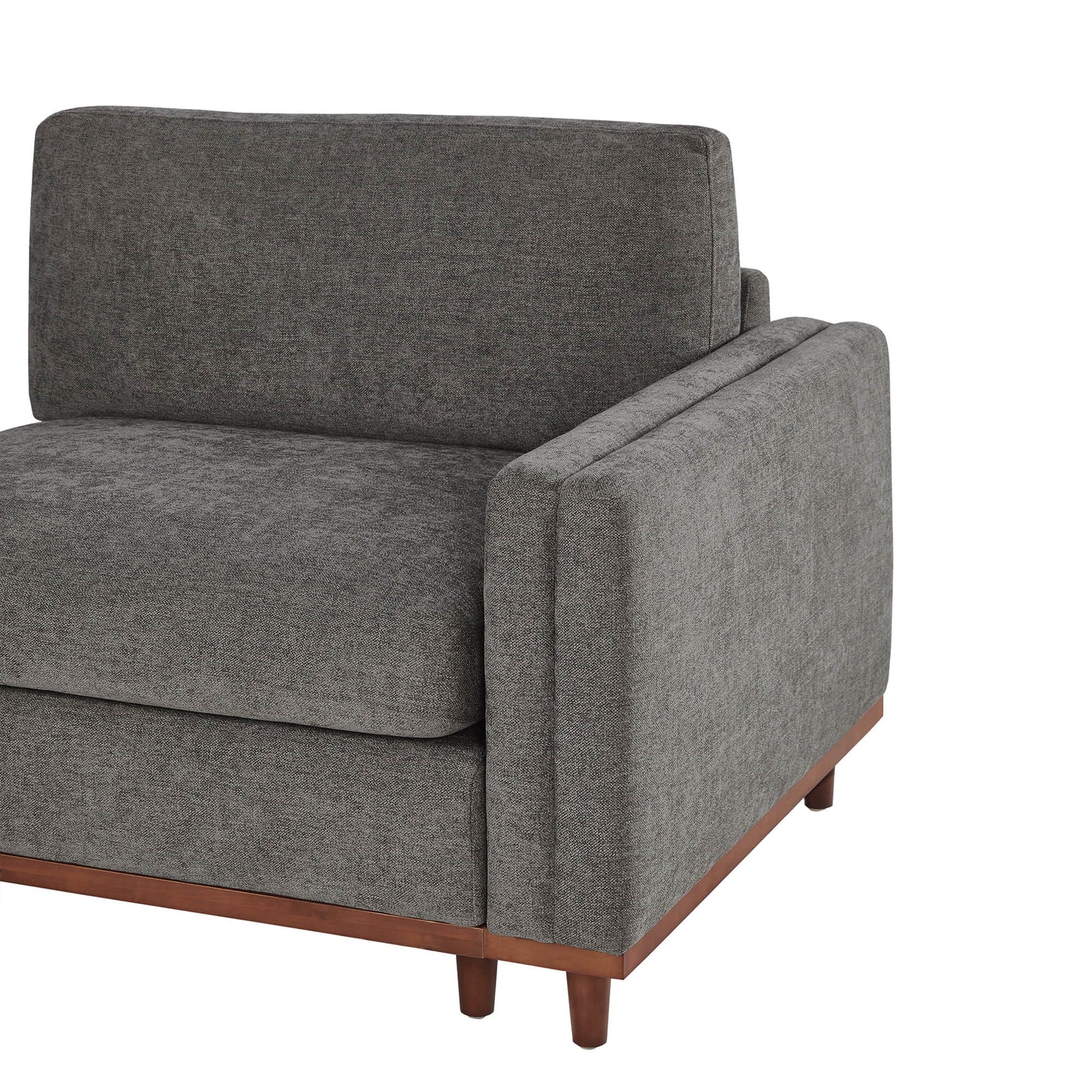 Overstuffed Sectional Sofa with Feather Fill and Wood Base