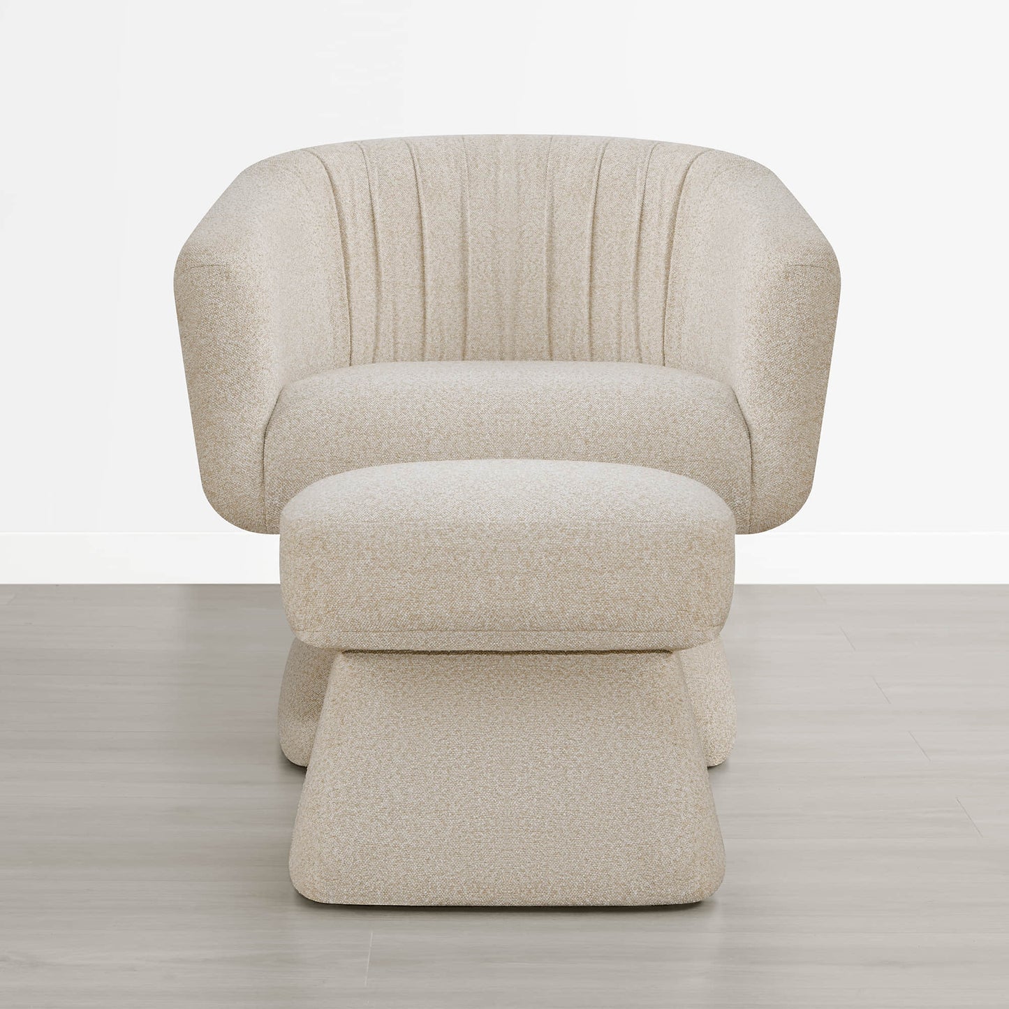 Pleated Swivel Accent Chair with Matching Ottoman