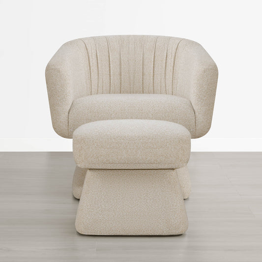 Pleated Swivel Accent Chair with Matching Ottoman