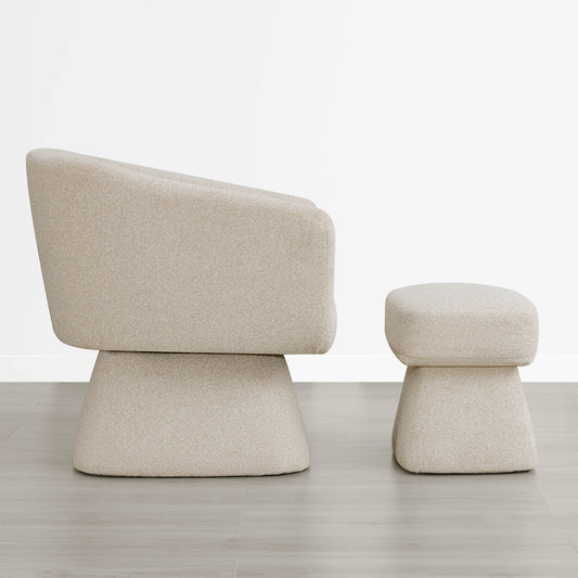 Pleated Swivel Accent Chair with Matching Ottoman