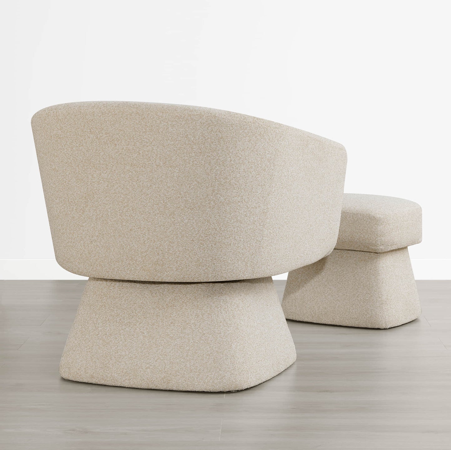 Pleated Swivel Accent Chair with Matching Ottoman