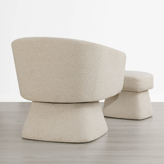 Pleated Swivel Accent Chair with Matching Ottoman