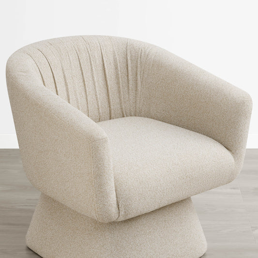 Pleated Swivel Accent Chair with Matching Ottoman