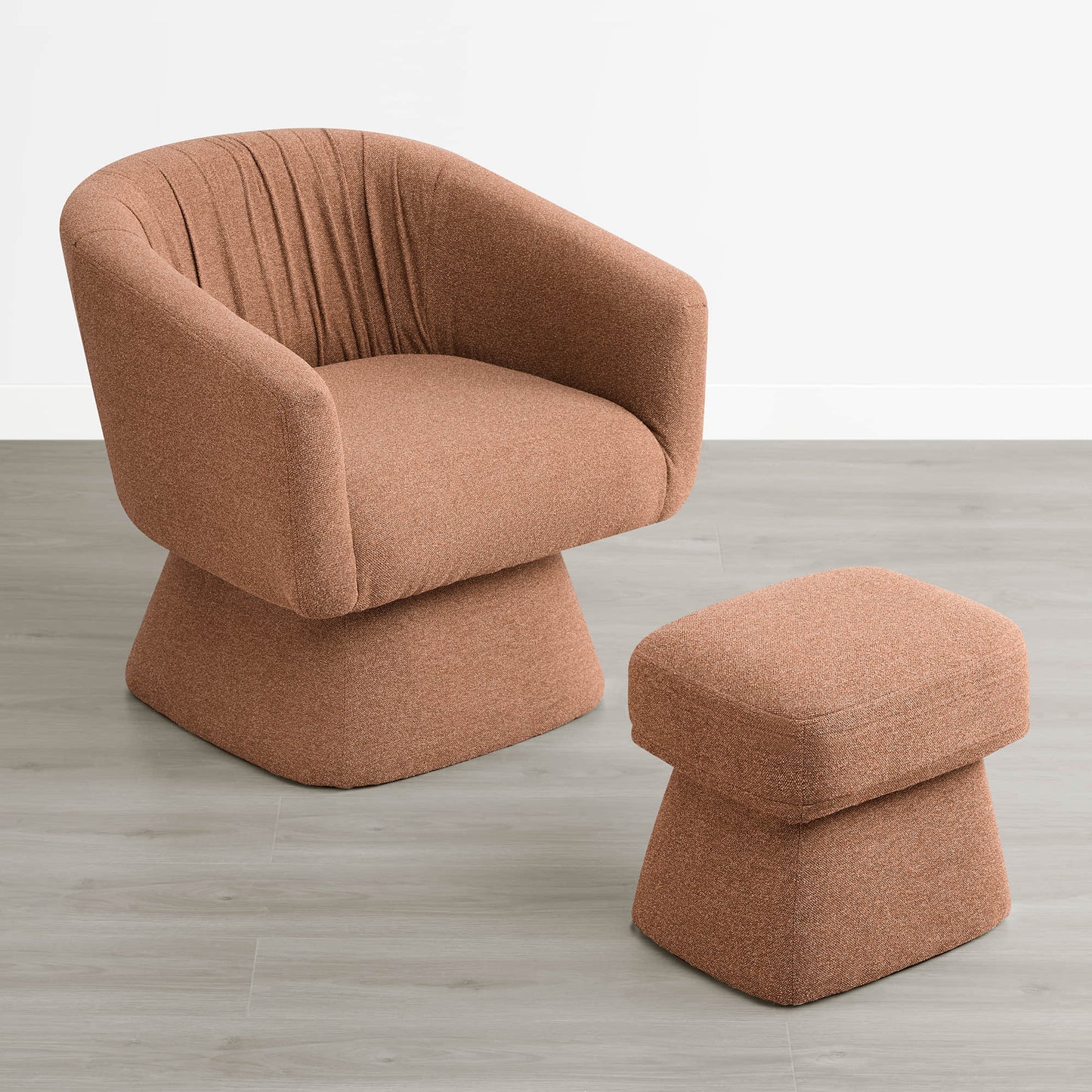 Pleated Swivel Accent Chair with Matching Ottoman
