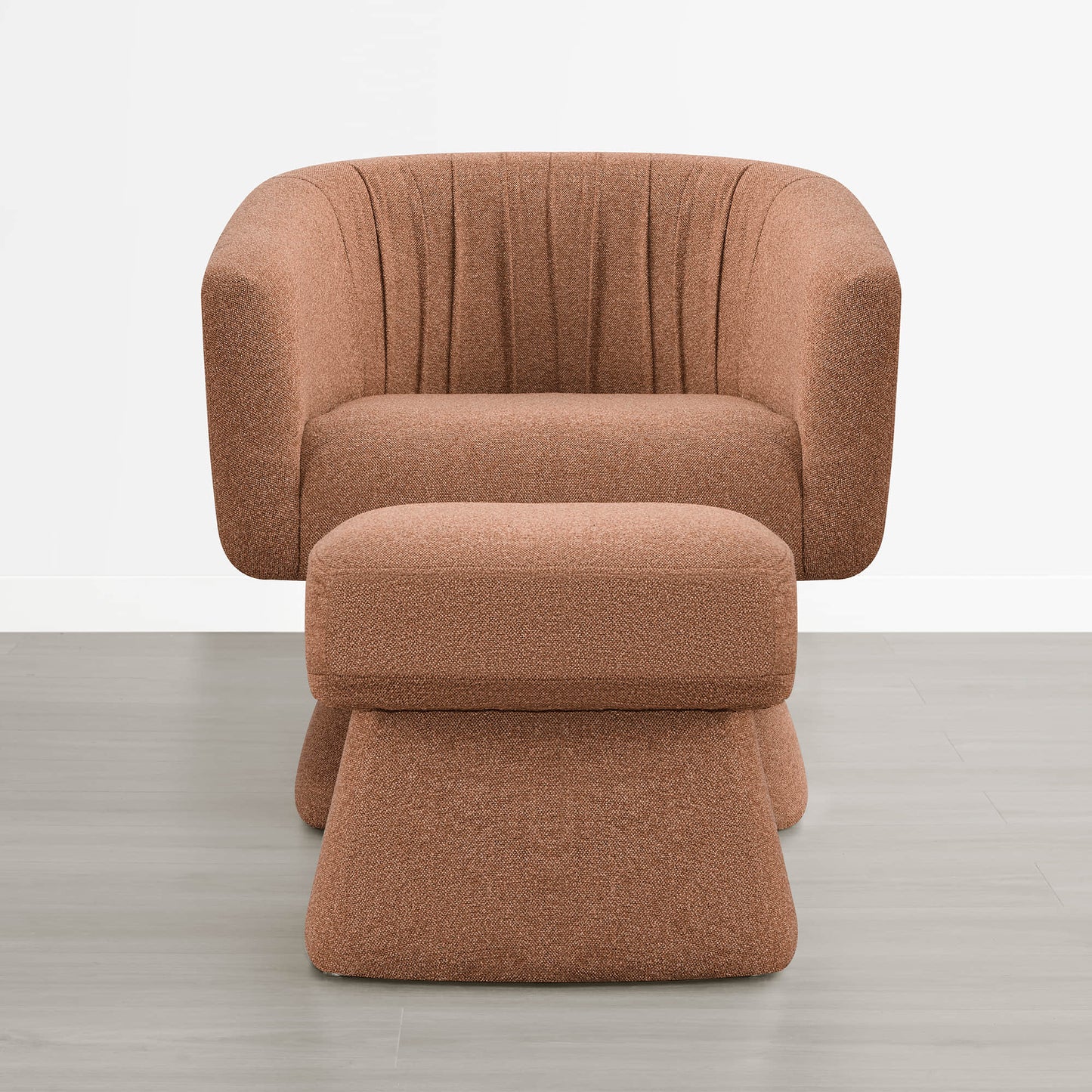 Pleated Swivel Accent Chair with Matching Ottoman