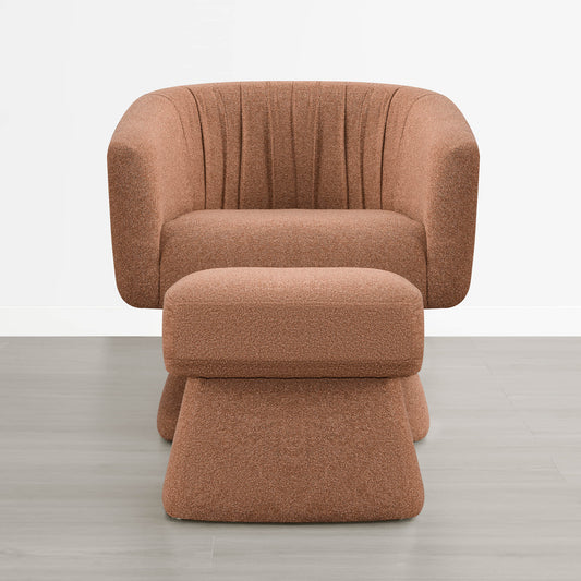 Pleated Swivel Accent Chair with Matching Ottoman