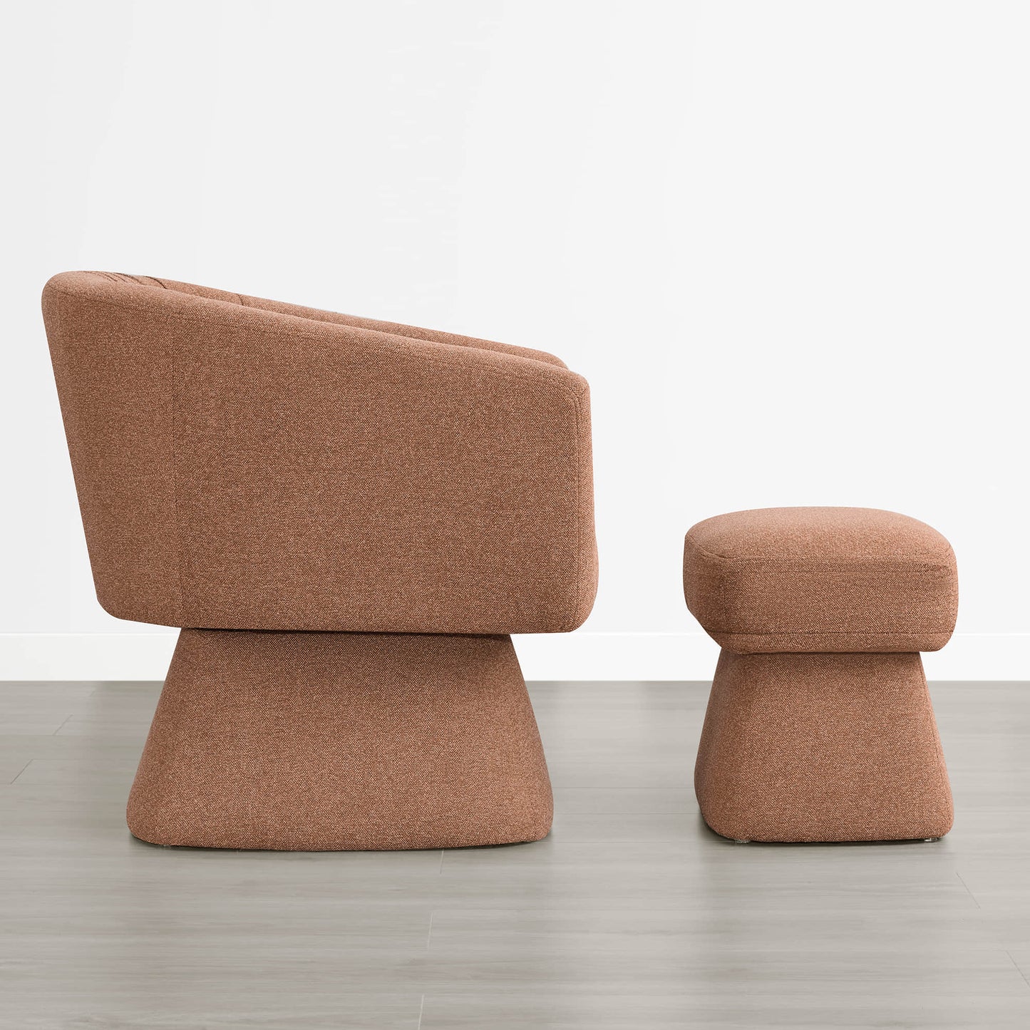 Pleated Swivel Accent Chair with Matching Ottoman
