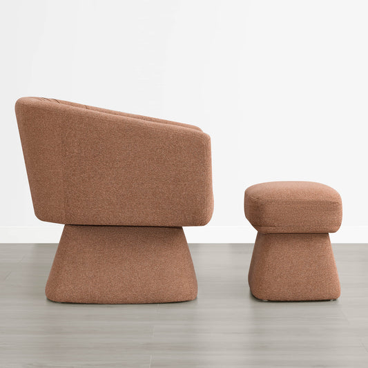 Pleated Swivel Accent Chair with Matching Ottoman