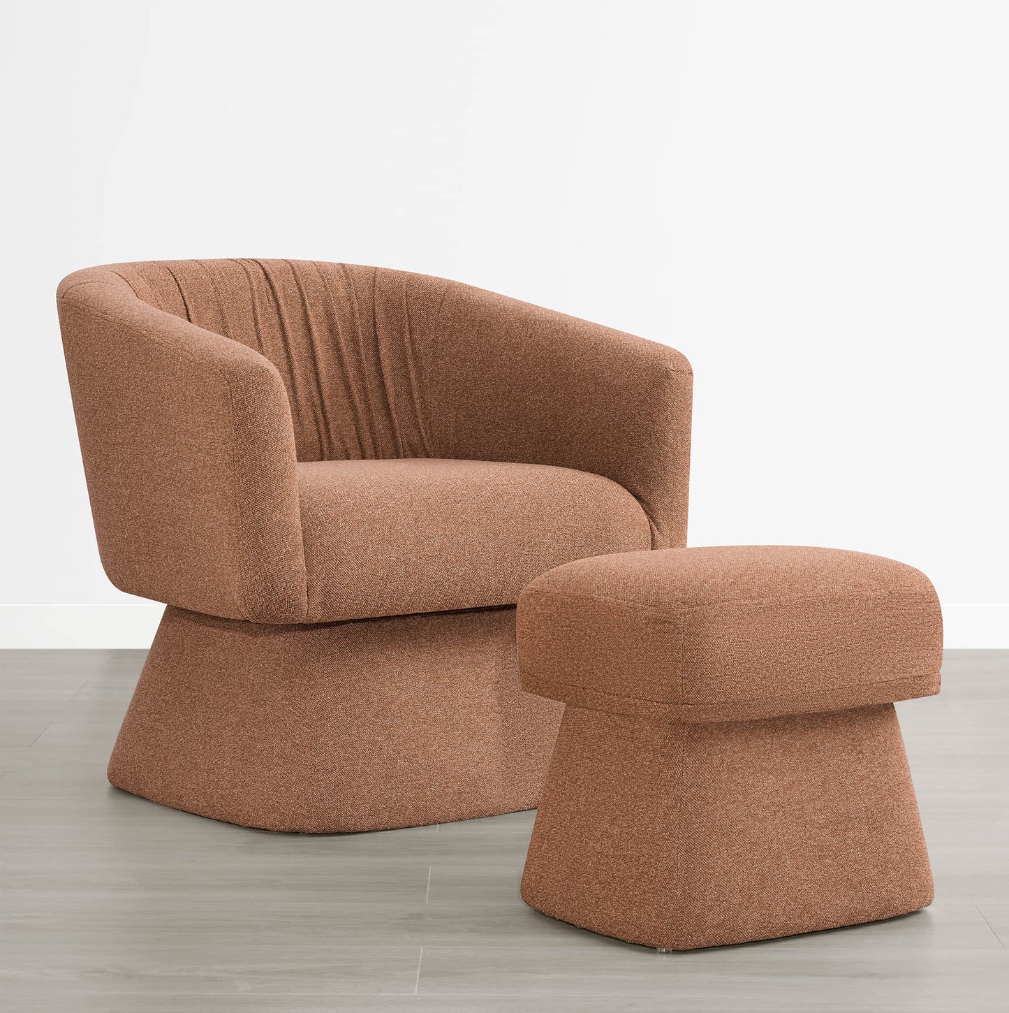 Pleated Swivel Accent Chair with Matching Ottoman