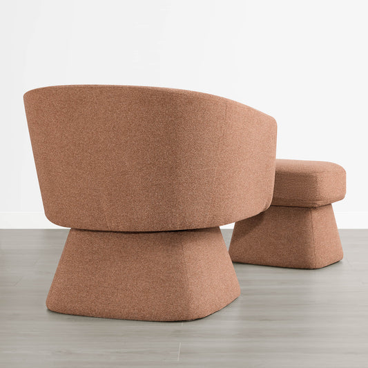Pleated Swivel Accent Chair with Matching Ottoman