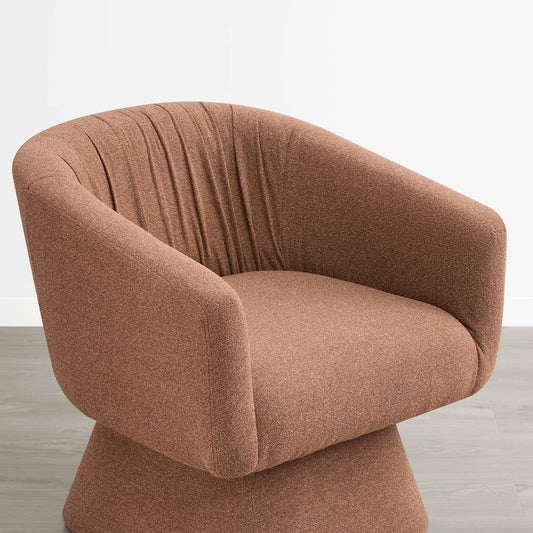 Pleated Swivel Accent Chair with Matching Ottoman