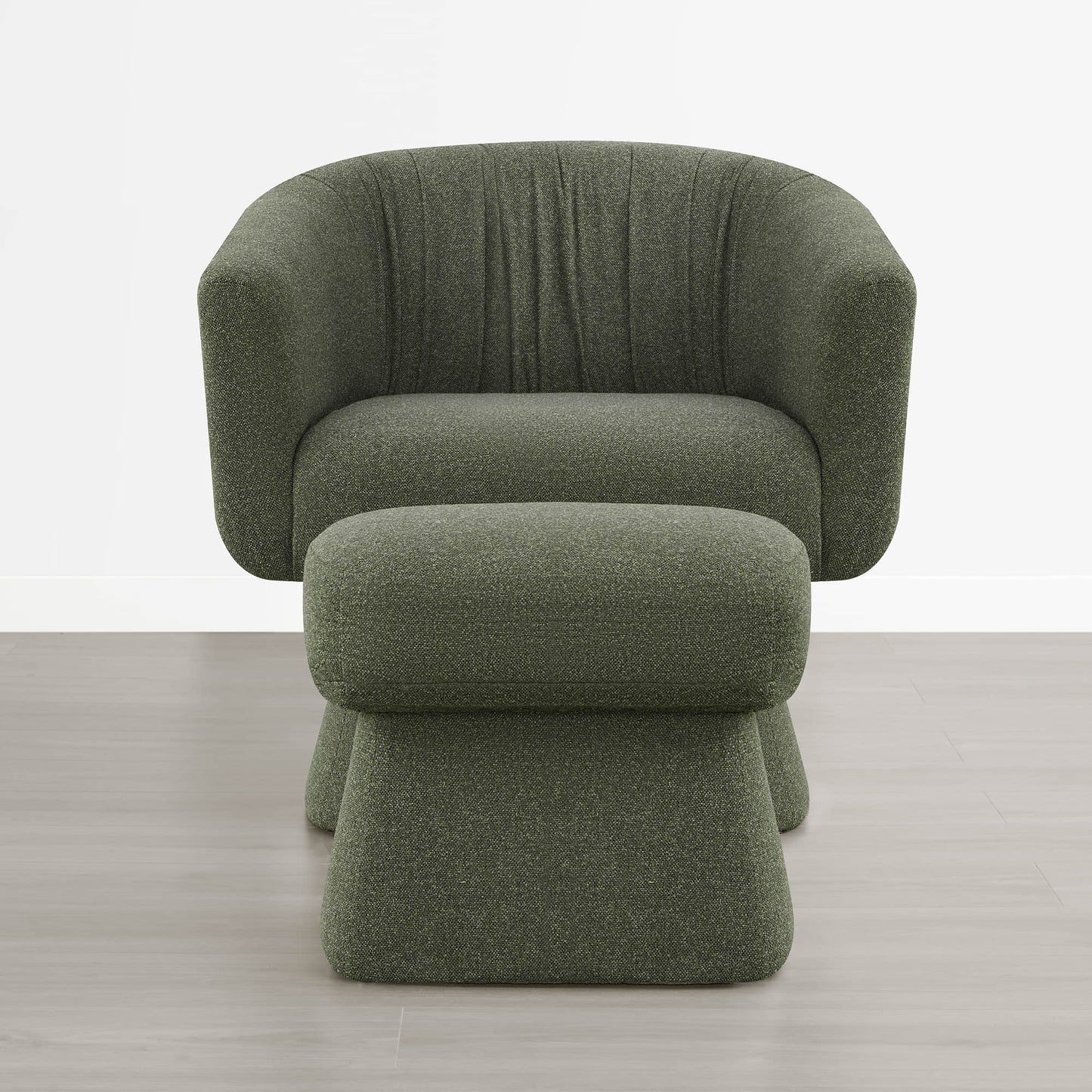 Pleated Swivel Accent Chair with Matching Ottoman