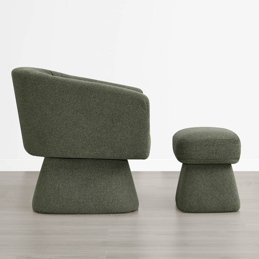 Pleated Swivel Accent Chair with Matching Ottoman