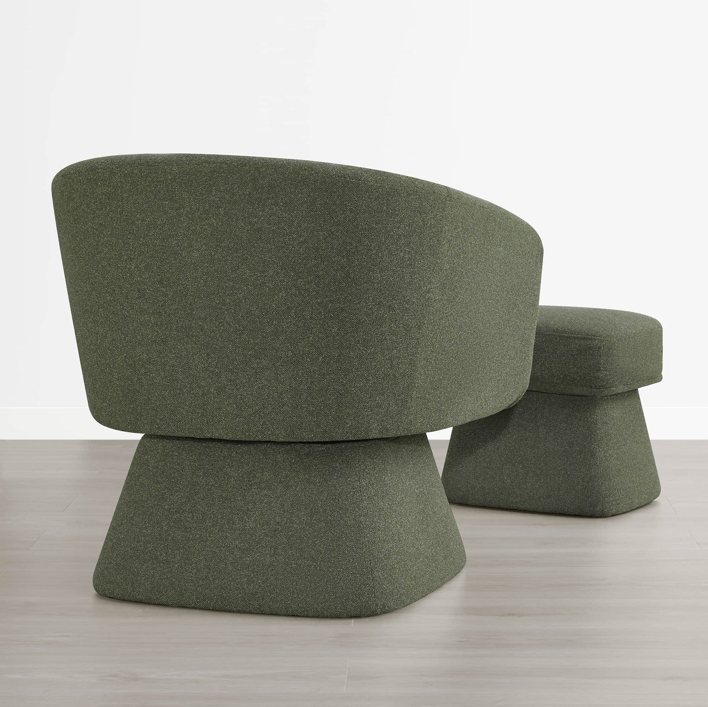 Pleated Swivel Accent Chair with Matching Ottoman